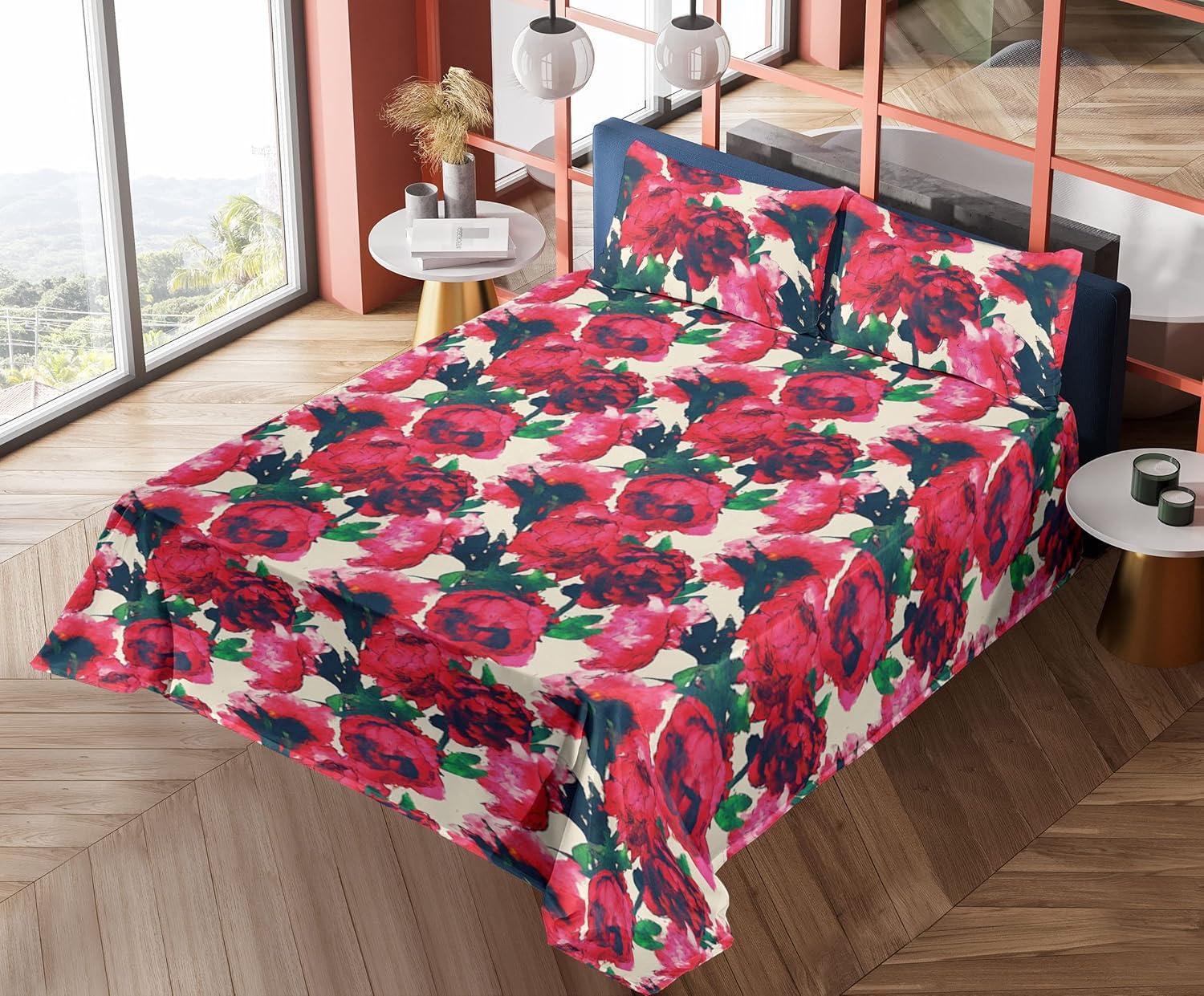 imageAmbesonne Butterflies Sheet Set Watercolor Design Branches Spring Life on Neutral Colored Backdrop Fitted and Flat Sheet with Pillowcases Bedding Accent 4 Piece Set Queen Pale Grey Sepia BlushDark Coral Champagne