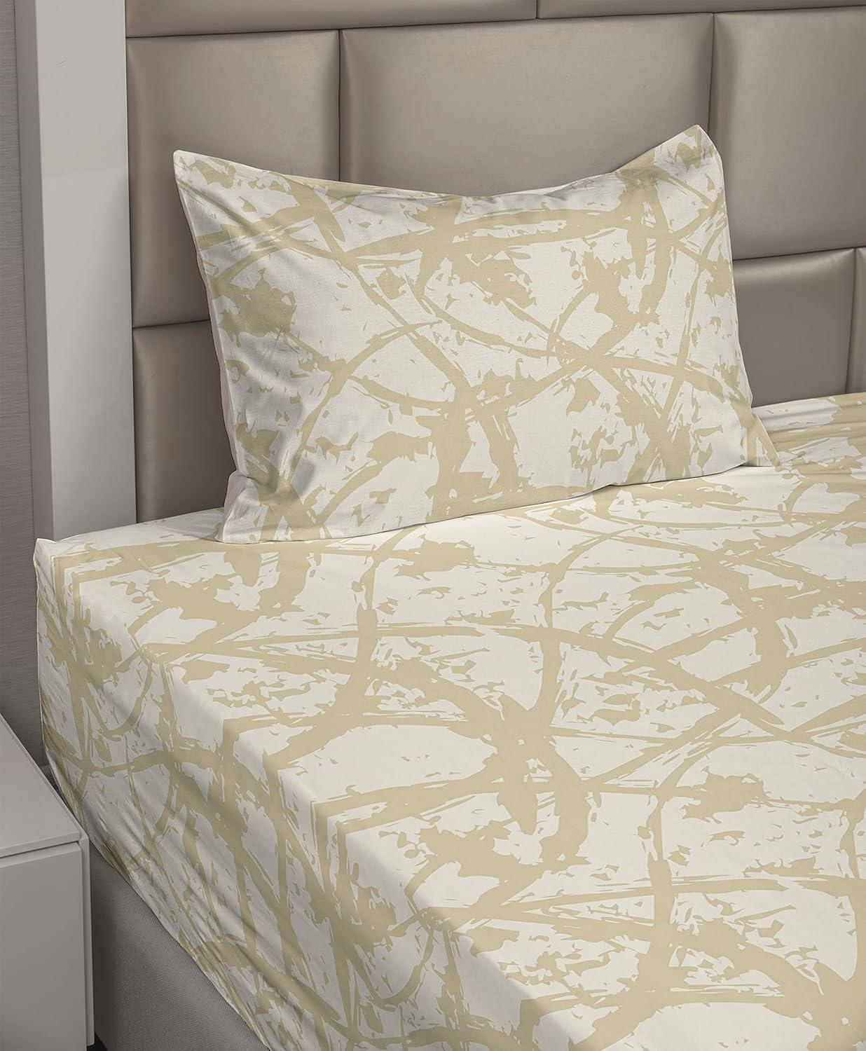 imageAmbesonne Butterflies Sheet Set Watercolor Design Branches Spring Life on Neutral Colored Backdrop Fitted and Flat Sheet with Pillowcases Bedding Accent 4 Piece Set Queen Pale Grey Sepia BlushAvocado Green Eggshell