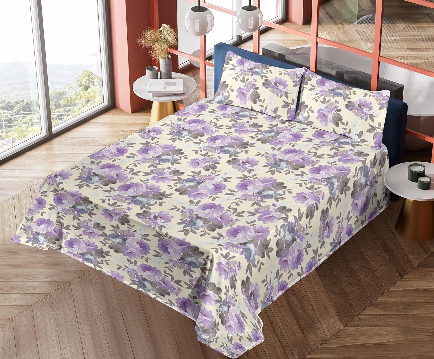 imageAmbesonne Butterflies Sheet Set Watercolor Design Branches Spring Life on Neutral Colored Backdrop Fitted and Flat Sheet with Pillowcases Bedding Accent 4 Piece Set Queen Pale Grey Sepia BlushLavender Champagne