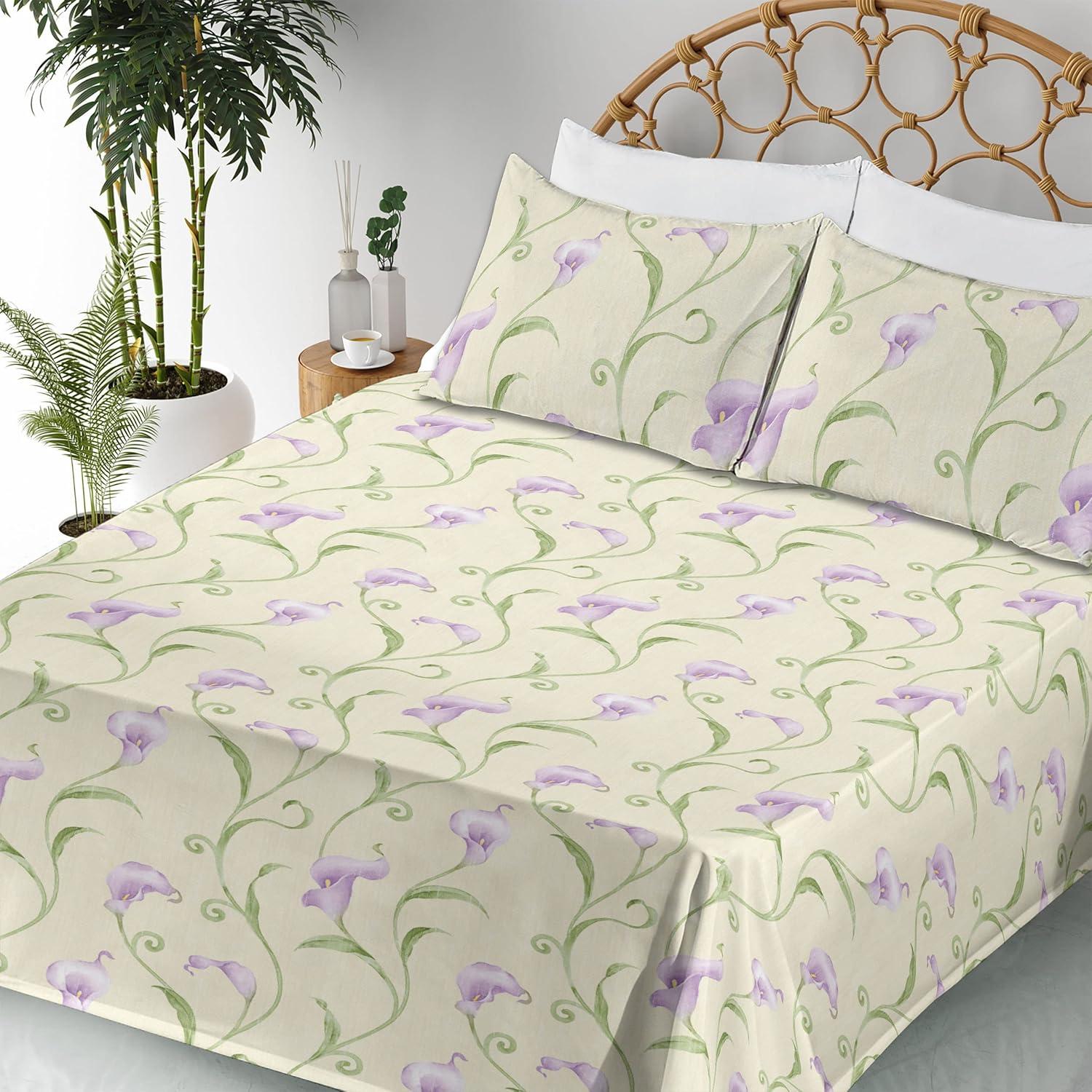 imageAmbesonne Butterflies Sheet Set Watercolor Design Branches Spring Life on Neutral Colored Backdrop Fitted and Flat Sheet with Pillowcases Bedding Accent 4 Piece Set Queen Pale Grey Sepia BlushAvocado Green Pale Lilac
