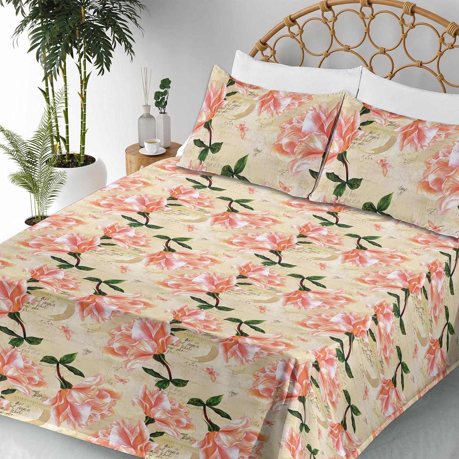 imageAmbesonne Butterflies Sheet Set Watercolor Design Branches Spring Life on Neutral Colored Backdrop Fitted and Flat Sheet with Pillowcases Bedding Accent 4 Piece Set Queen Pale Grey Sepia BlushBeige Coral and Green