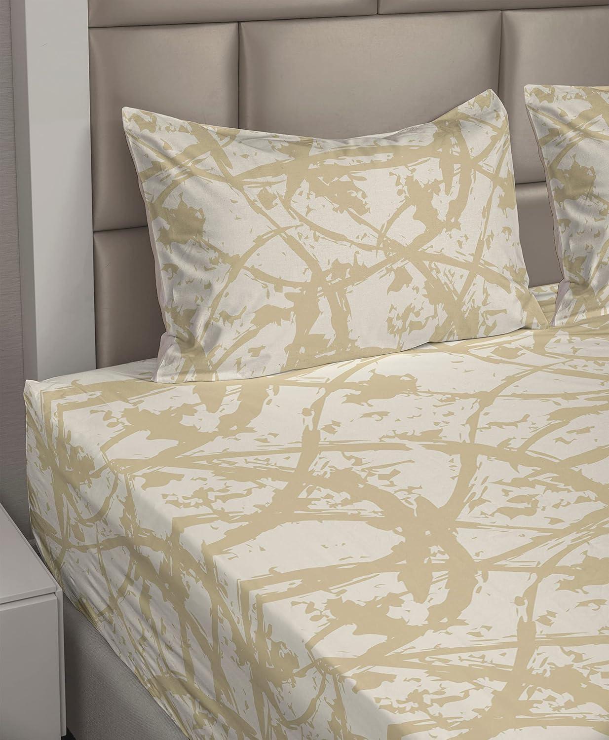 imageAmbesonne Butterflies Sheet Set Watercolor Design Branches Spring Life on Neutral Colored Backdrop Fitted and Flat Sheet with Pillowcases Bedding Accent 4 Piece Set Queen Pale Grey Sepia BlushAvocado Green Eggshell