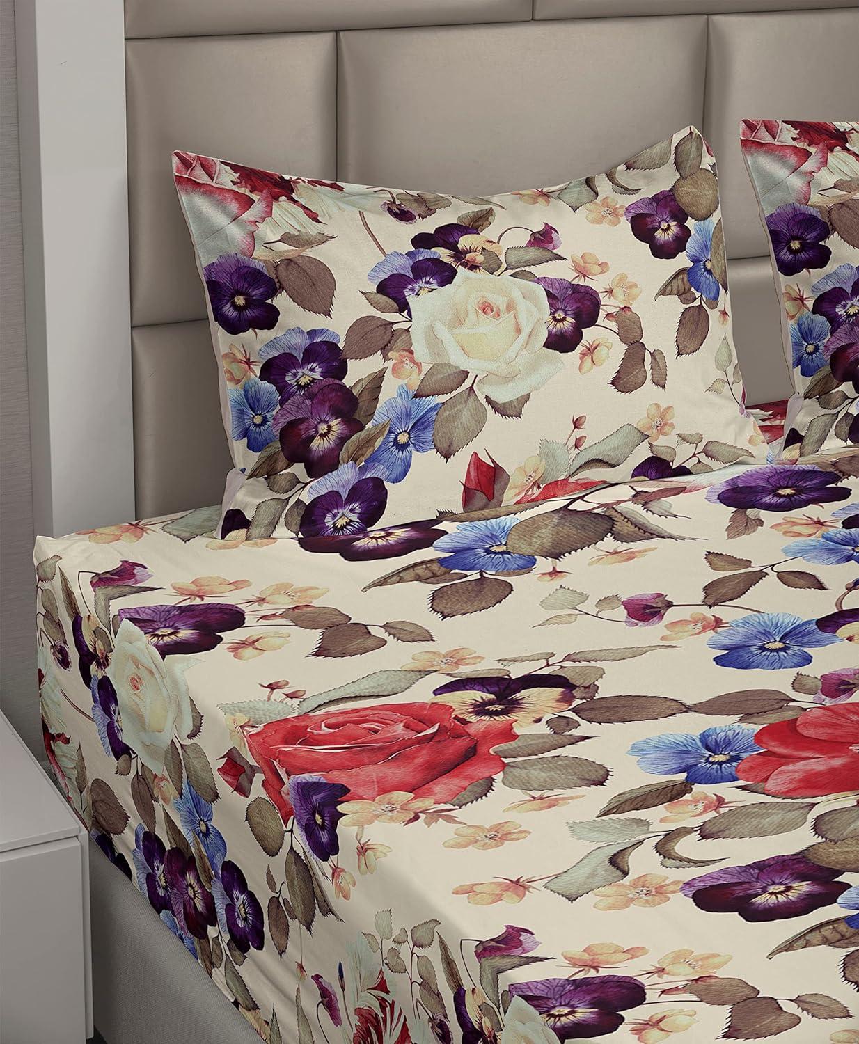 imageAmbesonne Butterflies Sheet Set Watercolor Design Branches Spring Life on Neutral Colored Backdrop Fitted and Flat Sheet with Pillowcases Bedding Accent 4 Piece Set Queen Pale Grey Sepia BlushDark Coral and Champagne