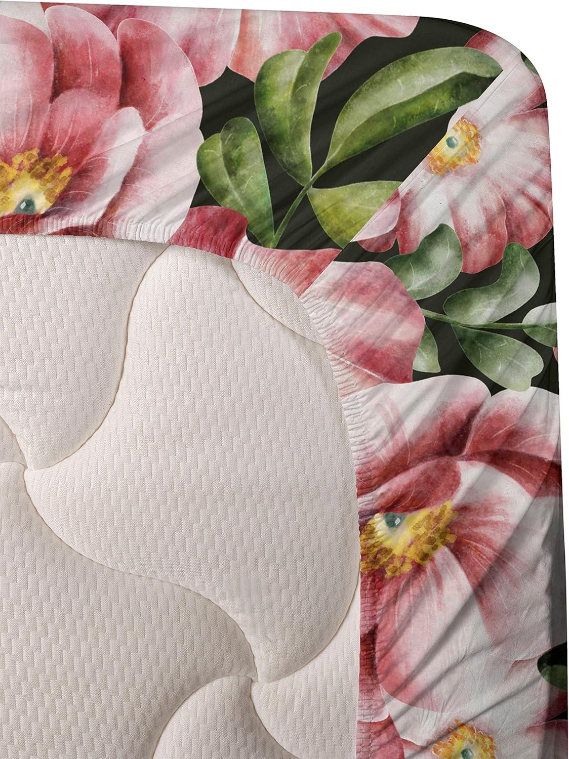 imageAmbesonne Butterflies Sheet Set Watercolor Design Branches Spring Life on Neutral Colored Backdrop Fitted and Flat Sheet with Pillowcases Bedding Accent 4 Piece Set Queen Pale Grey Sepia BlushPistachio Green Blush