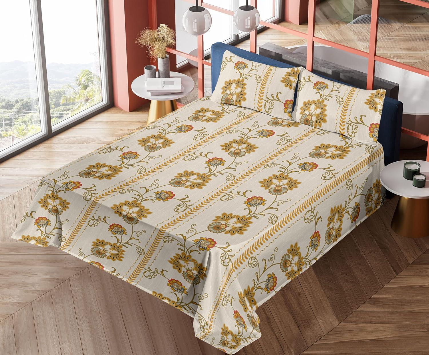 imageAmbesonne Butterflies Sheet Set Watercolor Design Branches Spring Life on Neutral Colored Backdrop Fitted and Flat Sheet with Pillowcases Bedding Accent 4 Piece Set Queen Pale Grey Sepia BlushPale Tan Dark Yellow