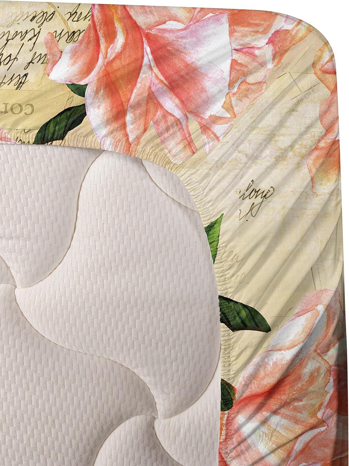 imageAmbesonne Butterflies Sheet Set Watercolor Design Branches Spring Life on Neutral Colored Backdrop Fitted and Flat Sheet with Pillowcases Bedding Accent 4 Piece Set Queen Pale Grey Sepia BlushBeige Coral and Green