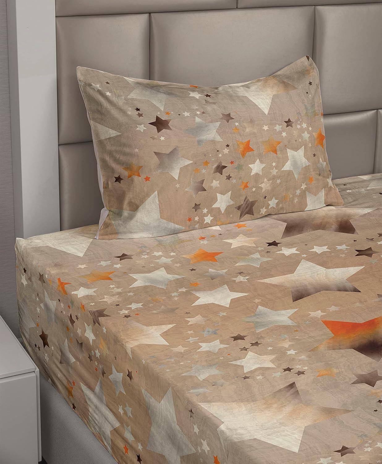 imageAmbesonne Butterflies Sheet Set Watercolor Design Branches Spring Life on Neutral Colored Backdrop Fitted and Flat Sheet with Pillowcases Bedding Accent 4 Piece Set Queen Pale Grey Sepia BlushPale Mustard Vermilion