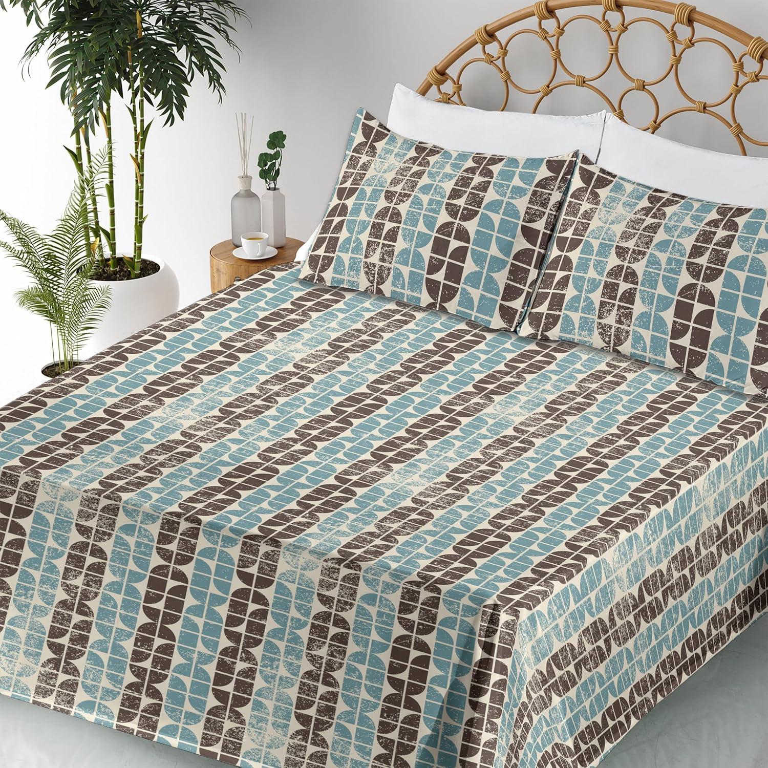imageAmbesonne Butterflies Sheet Set Watercolor Design Branches Spring Life on Neutral Colored Backdrop Fitted and Flat Sheet with Pillowcases Bedding Accent 4 Piece Set Queen Pale Grey Sepia BlushCadet Blue Champagne