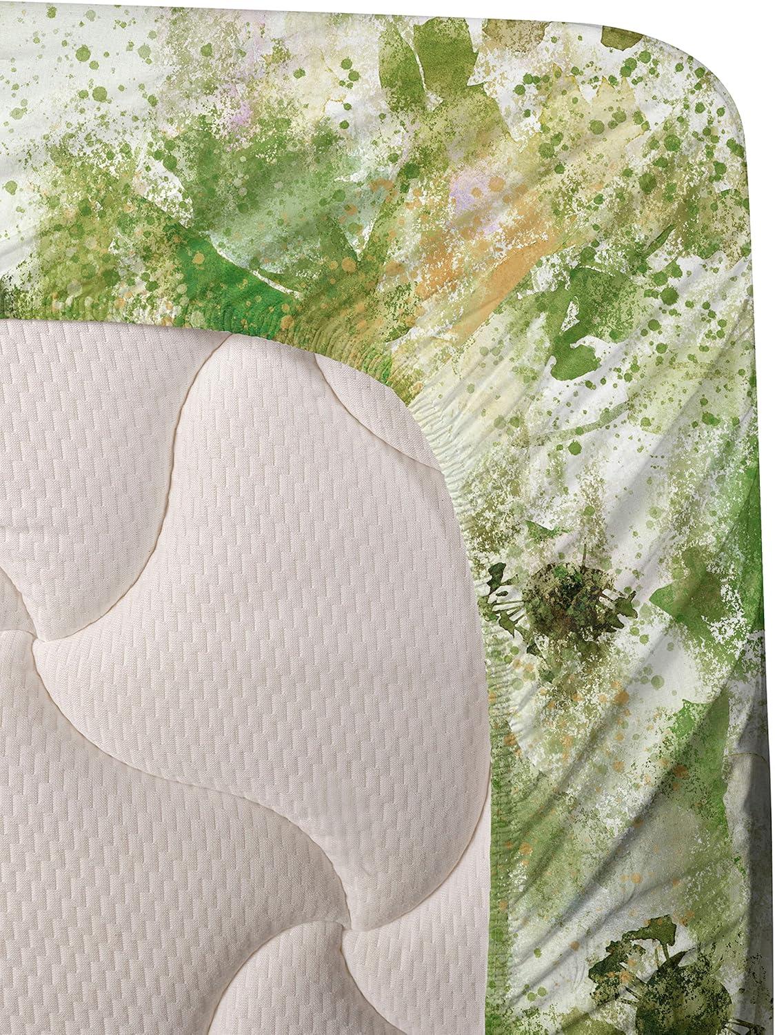 imageAmbesonne Butterflies Sheet Set Watercolor Design Branches Spring Life on Neutral Colored Backdrop Fitted and Flat Sheet with Pillowcases Bedding Accent 4 Piece Set Queen Pale Grey Sepia BlushOlive Green and Peach