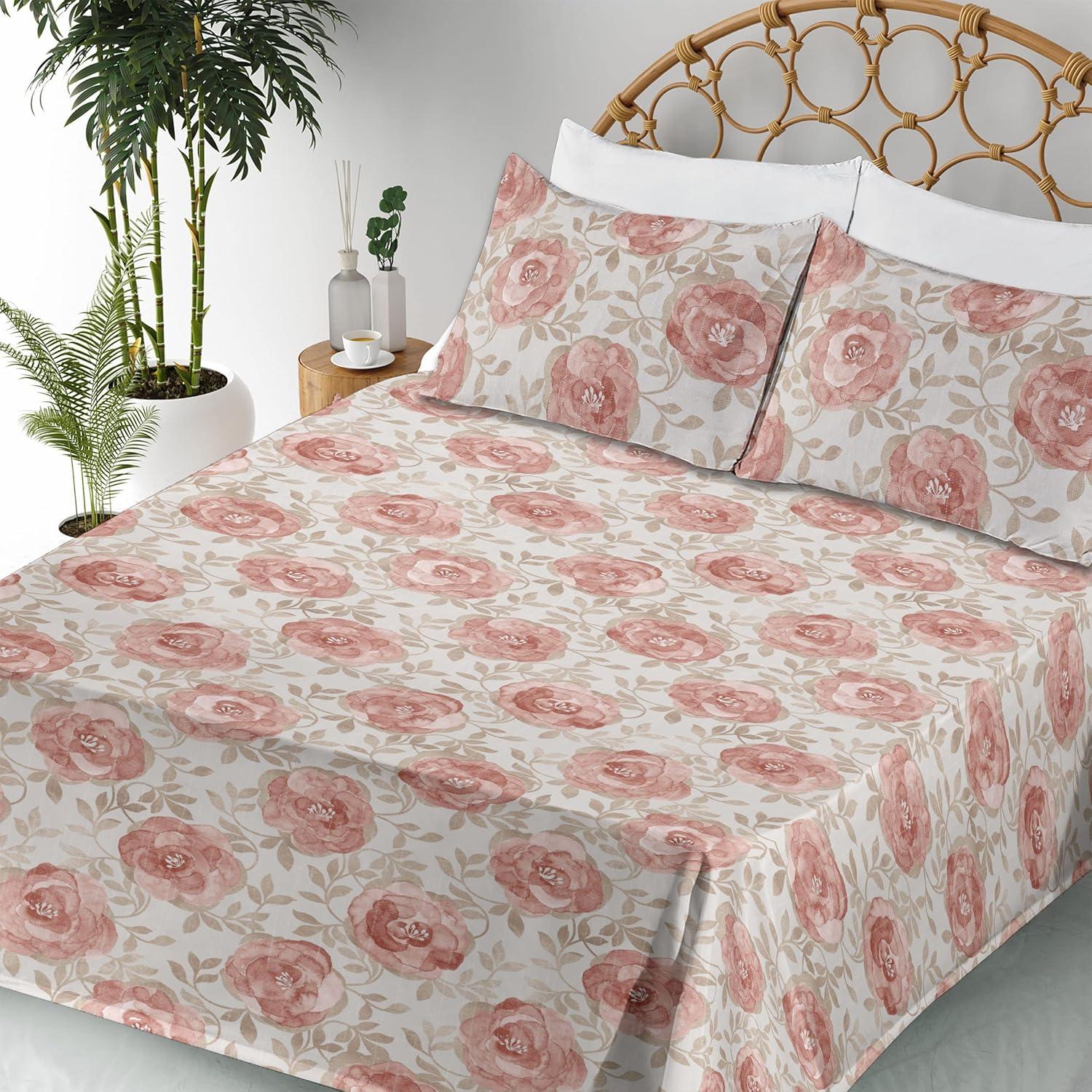 imageAmbesonne Butterflies Sheet Set Watercolor Design Branches Spring Life on Neutral Colored Backdrop Fitted and Flat Sheet with Pillowcases Bedding Accent 4 Piece Set Queen Pale Grey Sepia BlushPale Rose Eggshell