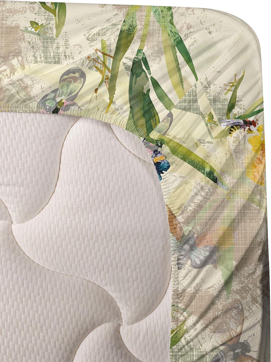 imageAmbesonne Butterflies Sheet Set Watercolor Design Branches Spring Life on Neutral Colored Backdrop Fitted and Flat Sheet with Pillowcases Bedding Accent 4 Piece Set Queen Pale Grey Sepia BlushCream Mustard Blue Violet