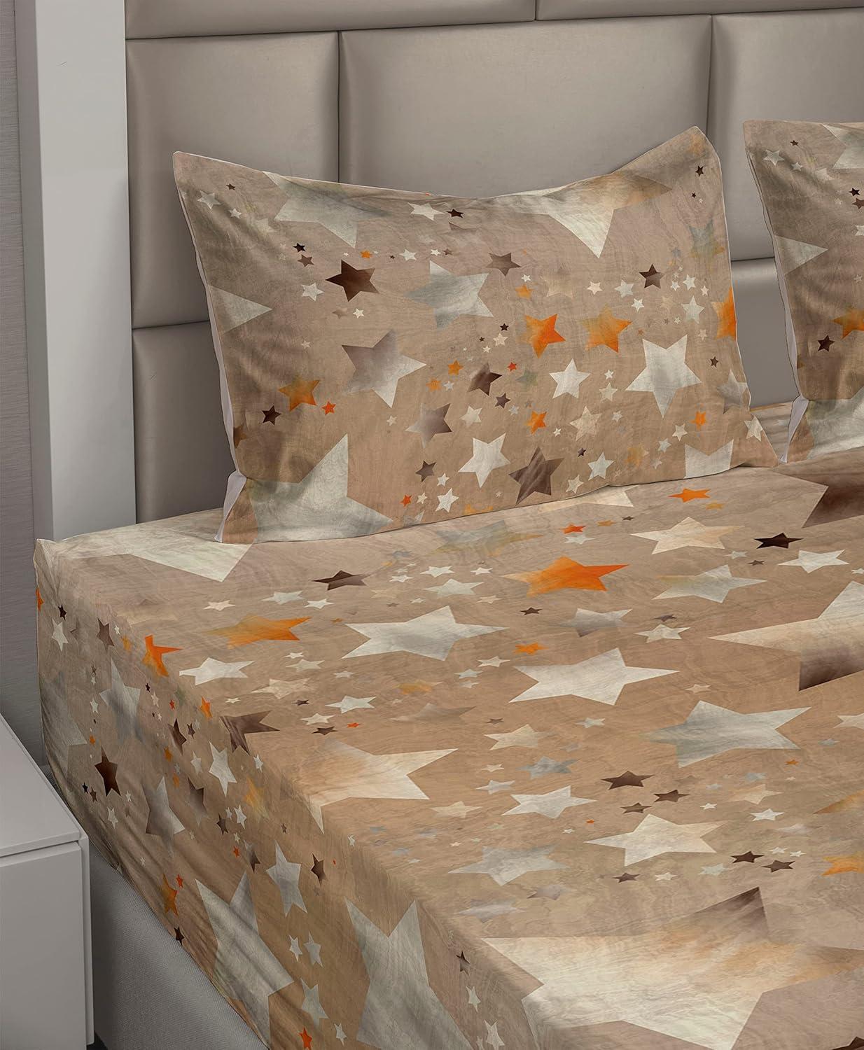 imageAmbesonne Butterflies Sheet Set Watercolor Design Branches Spring Life on Neutral Colored Backdrop Fitted and Flat Sheet with Pillowcases Bedding Accent 4 Piece Set Queen Pale Grey Sepia BlushPale Mustard Vermilion