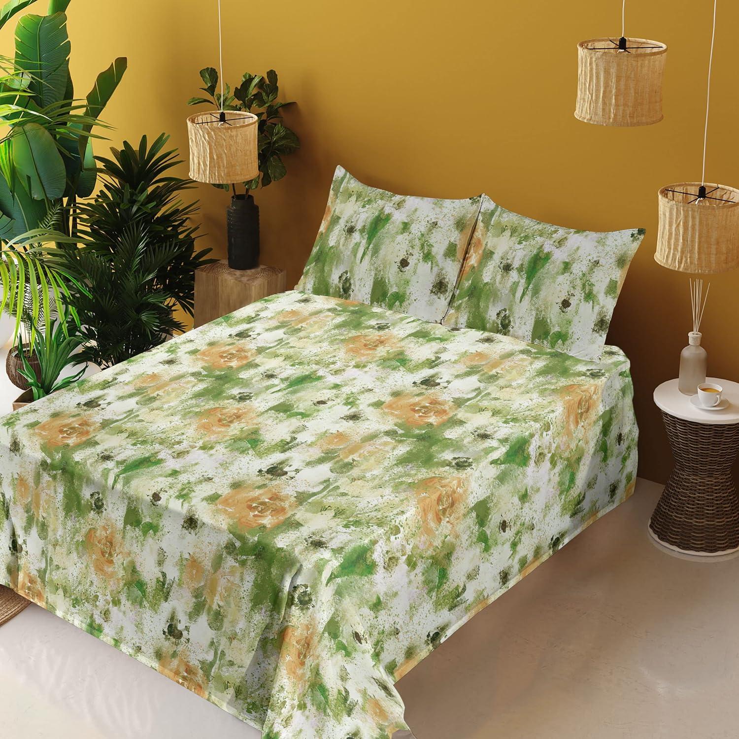 imageAmbesonne Butterflies Sheet Set Watercolor Design Branches Spring Life on Neutral Colored Backdrop Fitted and Flat Sheet with Pillowcases Bedding Accent 4 Piece Set Queen Pale Grey Sepia BlushOlive Green and Peach