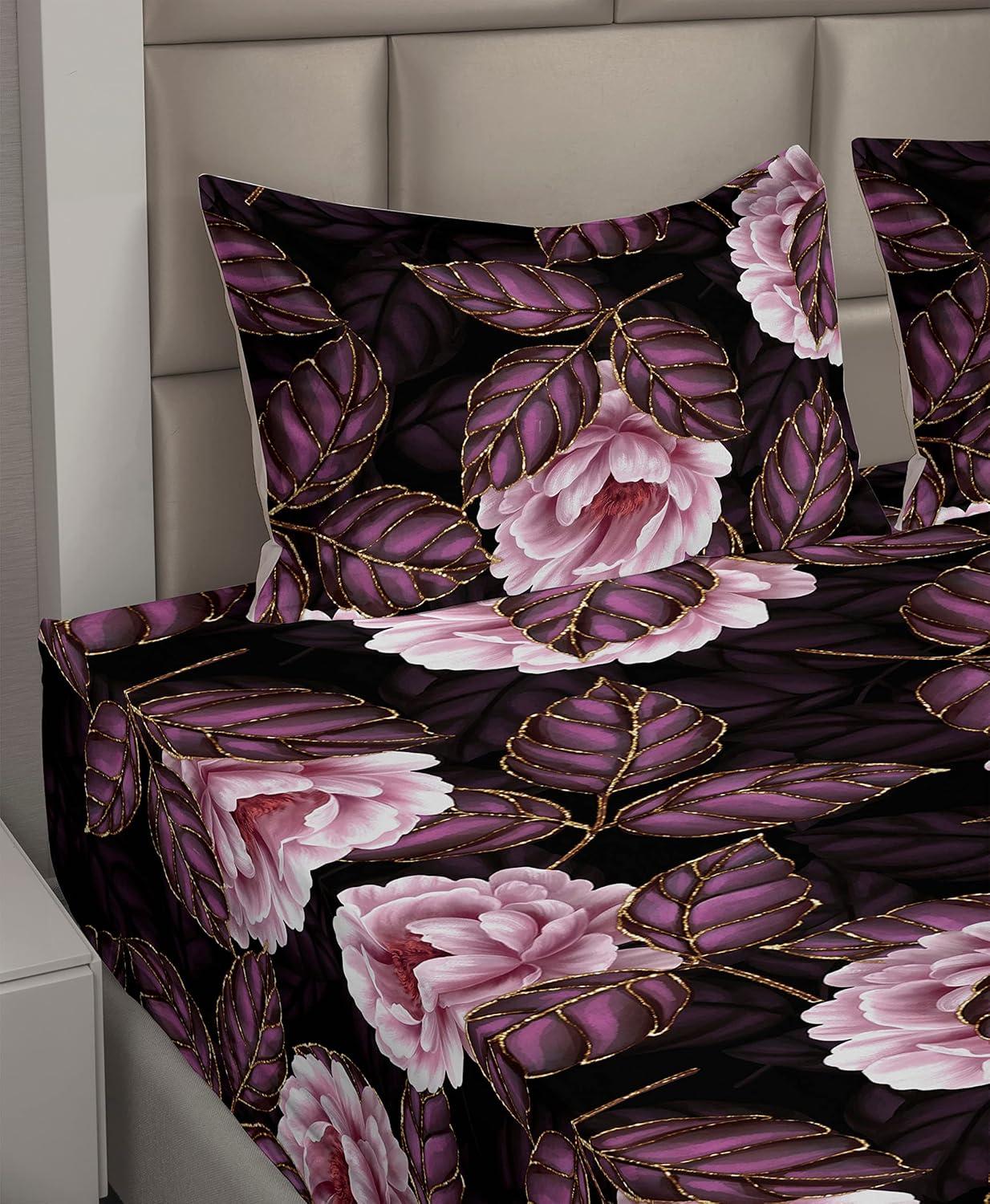 imageAmbesonne Butterflies Sheet Set Watercolor Design Branches Spring Life on Neutral Colored Backdrop Fitted and Flat Sheet with Pillowcases Bedding Accent 4 Piece Set Queen Pale Grey Sepia BlushDark Purple Blush and Plum