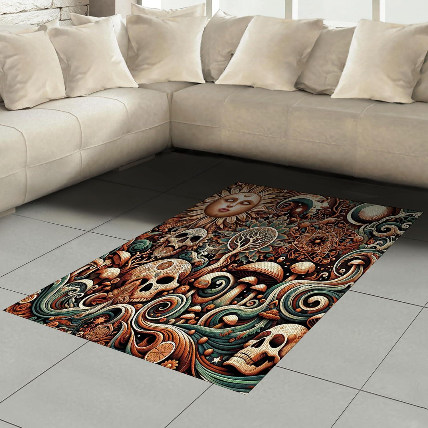 imageAmbesonne Classic Area Rug Hedonistic Pampered Room in Muted Tones Neutral Colors Rich Ornament Flat Woven Accent Rug for Living Room Bedroom Dining Room 4 X 5 7quot Coconut and Off WhiteCream Paprika Cadet Blue