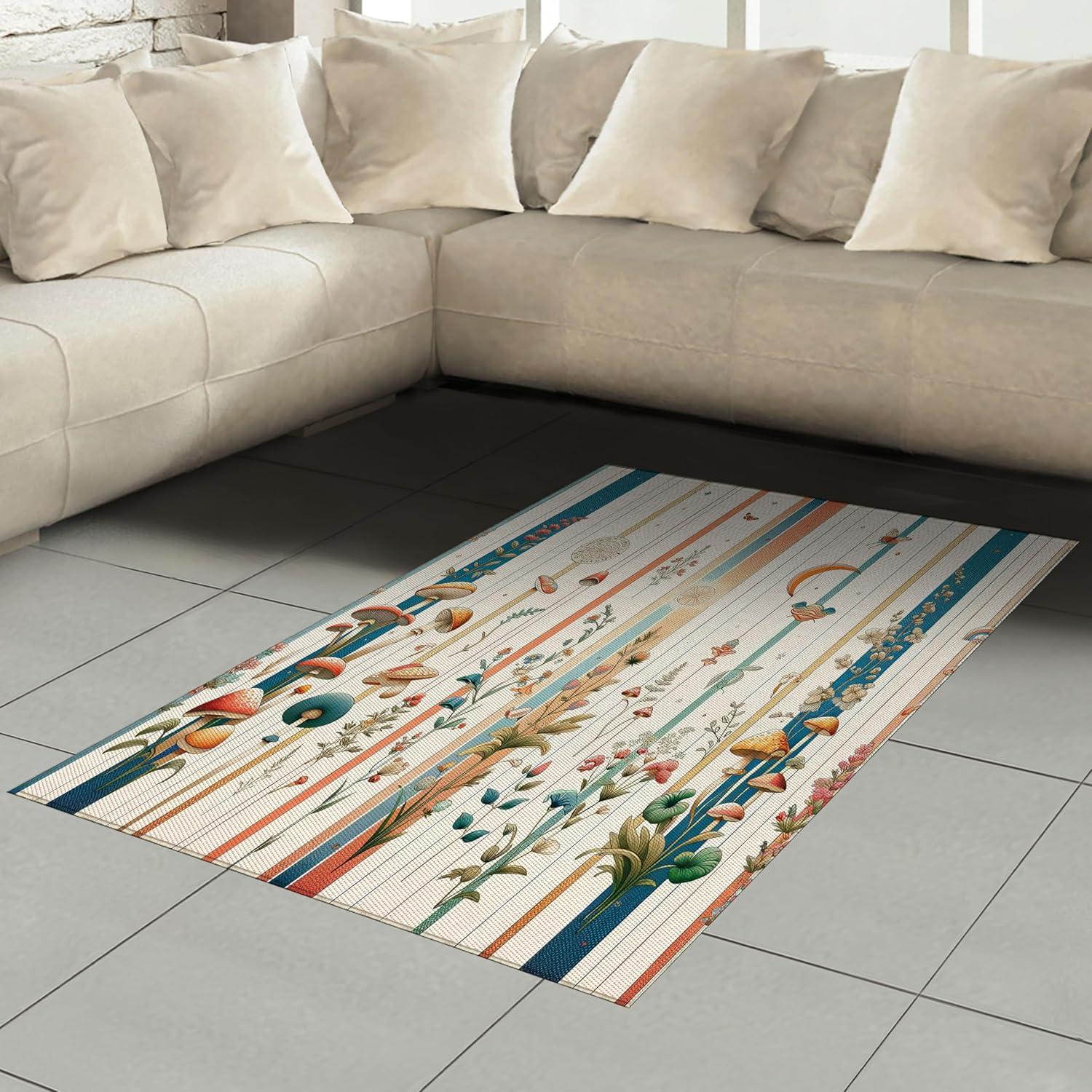 imageAmbesonne Classic Area Rug Hedonistic Pampered Room in Muted Tones Neutral Colors Rich Ornament Flat Woven Accent Rug for Living Room Bedroom Dining Room 4 X 5 7quot Coconut and Off WhitePetrol Blue Salmon White