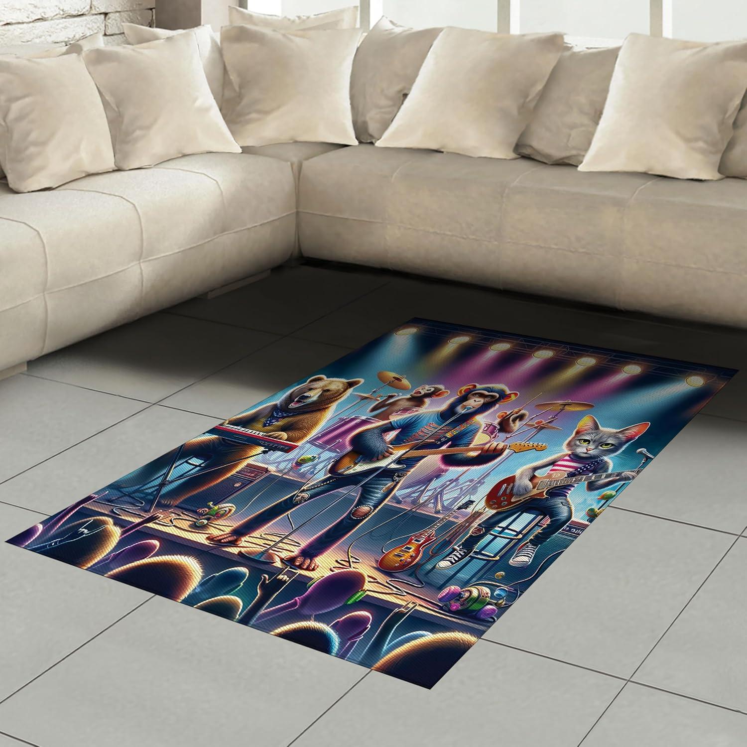 imageAmbesonne Classic Area Rug Hedonistic Pampered Room in Muted Tones Neutral Colors Rich Ornament Flat Woven Accent Rug for Living Room Bedroom Dining Room 4 X 5 7quot Coconut and Off WhiteBlue Purple and Pale Mustard