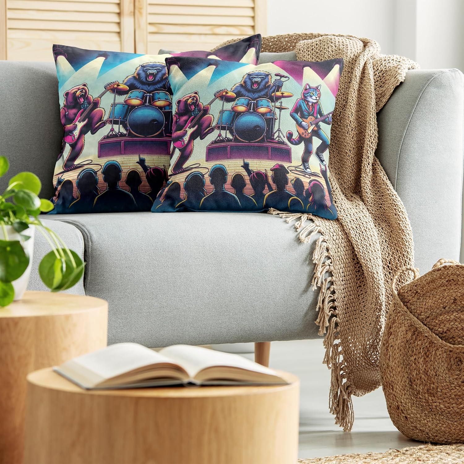 imageAmbesonne Classic Decorative Throw Pillow Case Pack of 2 Extravagant Hall with Oceanic and Neutral Color Details Room View Print Couch Bedroom Living Room Cushion Cover 18quot Coconut and Sea BlueFuchsia Blue Peach