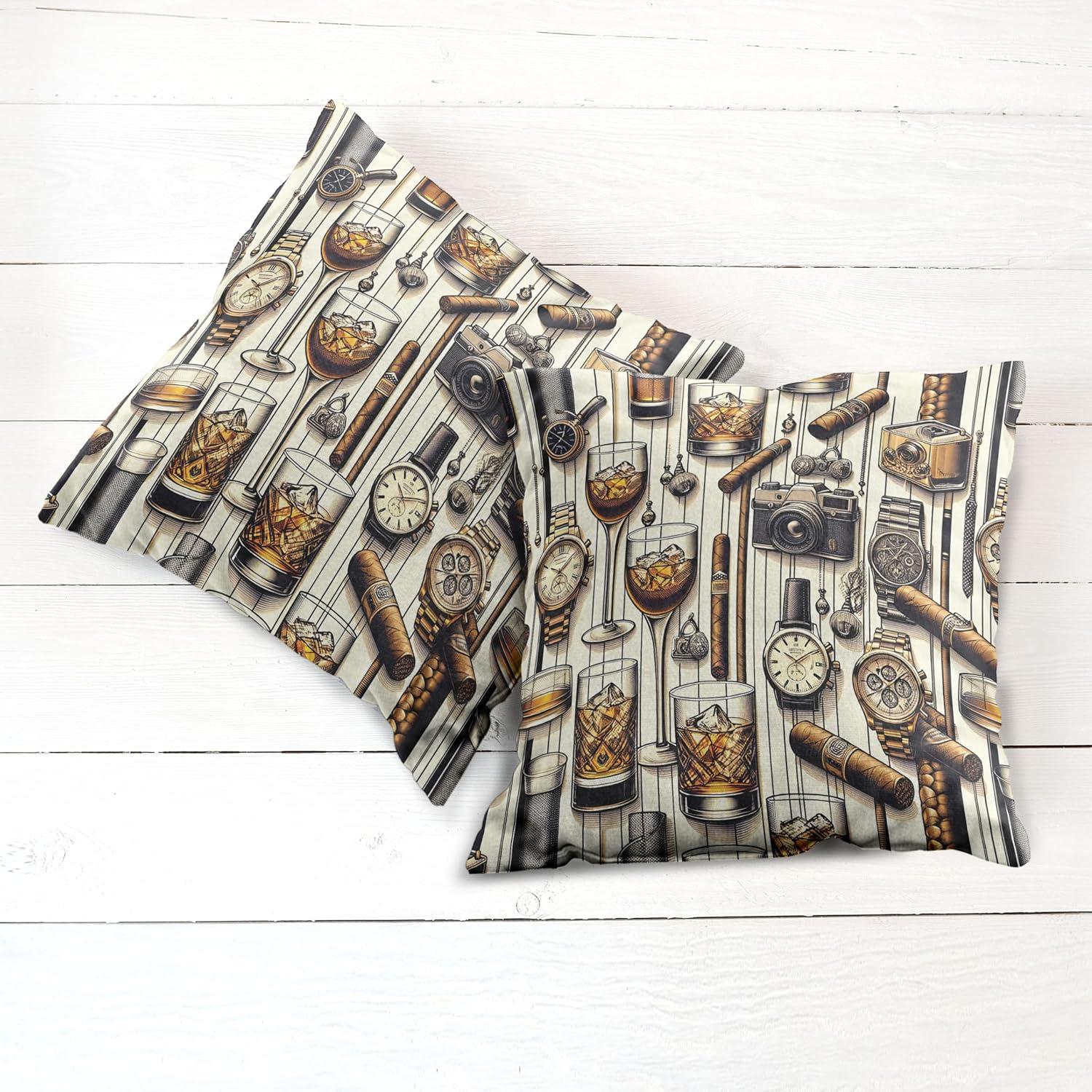 imageAmbesonne Classic Decorative Throw Pillow Case Pack of 2 Extravagant Hall with Oceanic and Neutral Color Details Room View Print Couch Bedroom Living Room Cushion Cover 18quot Coconut and Sea BlueAmber Brown and Taupe