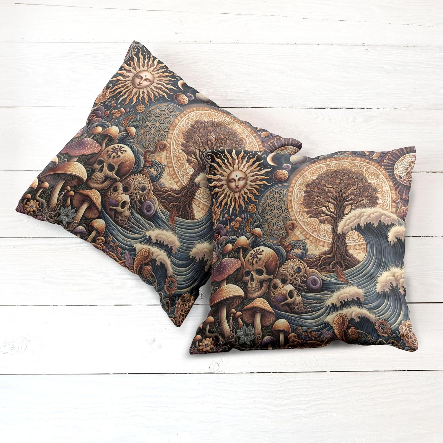 imageAmbesonne Classic Decorative Throw Pillow Case Pack of 2 Extravagant Hall with Oceanic and Neutral Color Details Room View Print Couch Bedroom Living Room Cushion Cover 18quot Coconut and Sea BlueDark Slate Blue Cinnamon