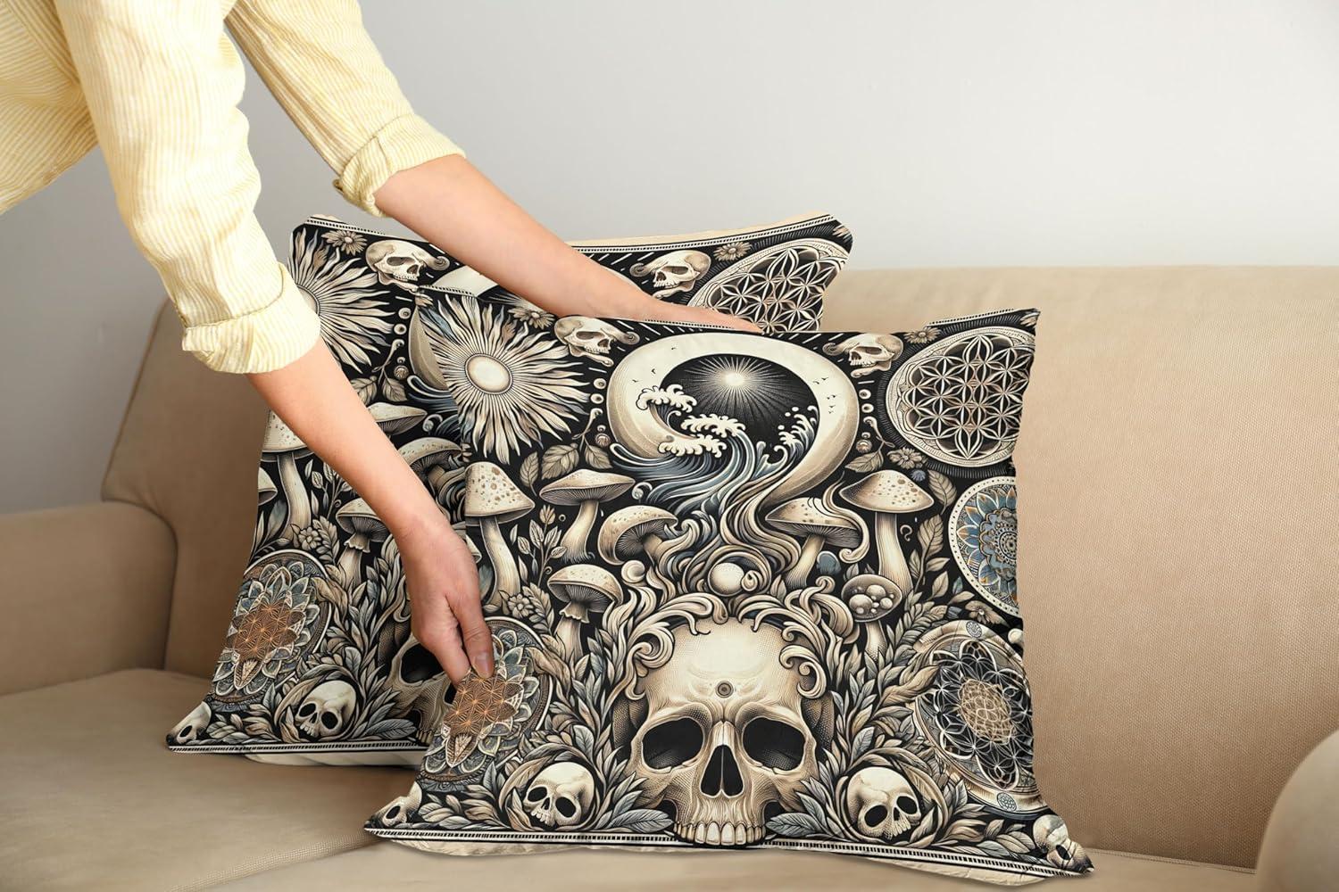 imageAmbesonne Classic Decorative Throw Pillow Case Pack of 2 Extravagant Hall with Oceanic and Neutral Color Details Room View Print Couch Bedroom Living Room Cushion Cover 18quot Coconut and Sea BlueEggshell and Charcoal Grey