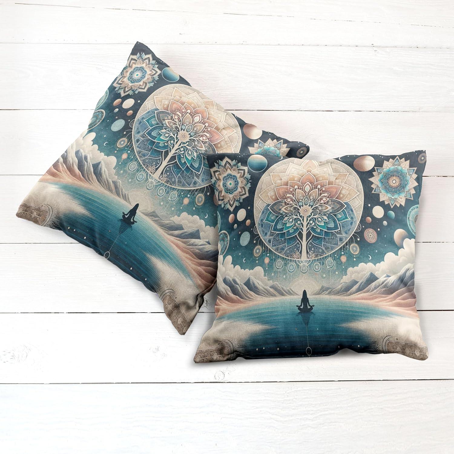 imageAmbesonne Classic Decorative Throw Pillow Case Pack of 2 Extravagant Hall with Oceanic and Neutral Color Details Room View Print Couch Bedroom Living Room Cushion Cover 18quot Coconut and Sea BlueDark Turquoise and Peach