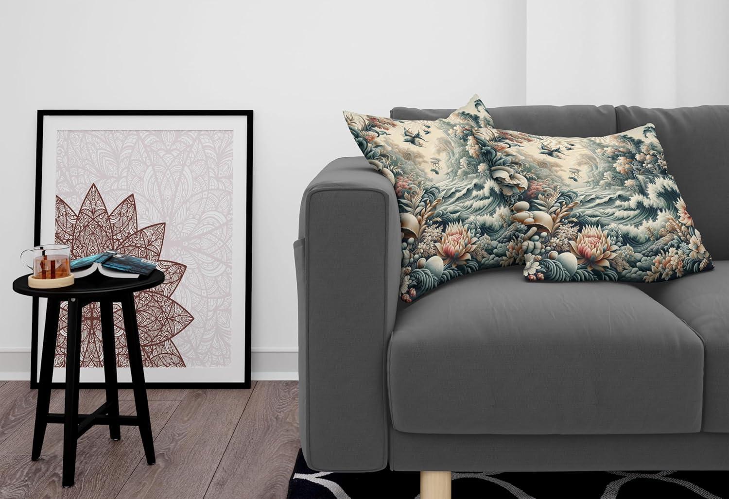 imageAmbesonne Classic Decorative Throw Pillow Case Pack of 2 Extravagant Hall with Oceanic and Neutral Color Details Room View Print Couch Bedroom Living Room Cushion Cover 18quot Coconut and Sea BlueBlush Dark Slate Blue