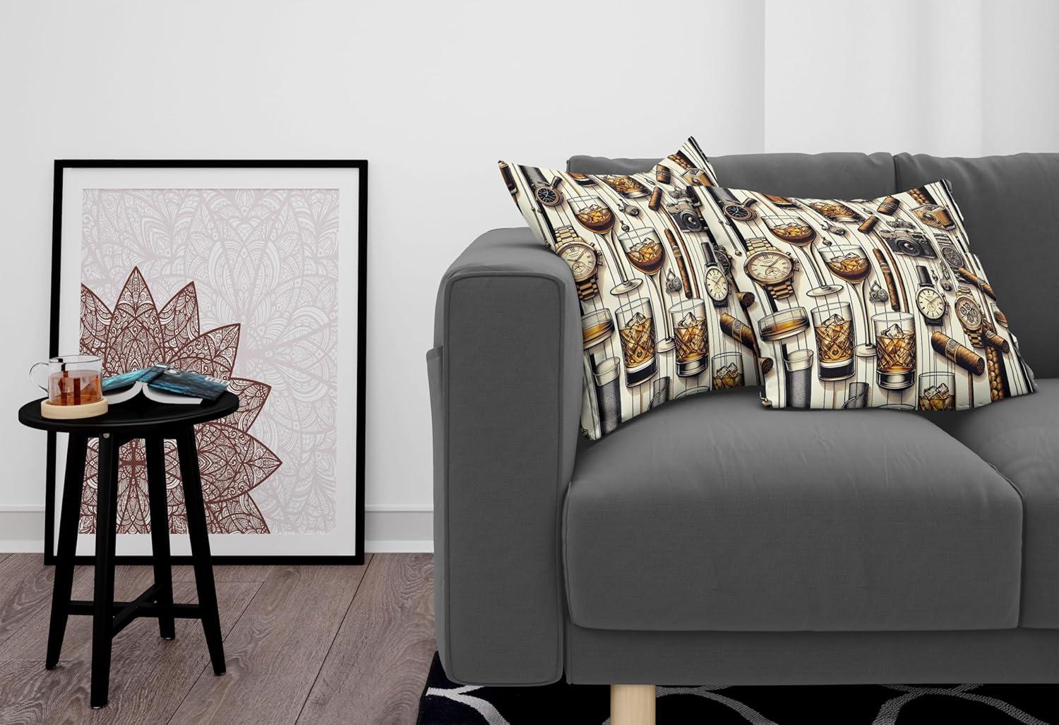 imageAmbesonne Classic Decorative Throw Pillow Case Pack of 2 Extravagant Hall with Oceanic and Neutral Color Details Room View Print Couch Bedroom Living Room Cushion Cover 18quot Coconut and Sea BlueAmber Brown and Taupe