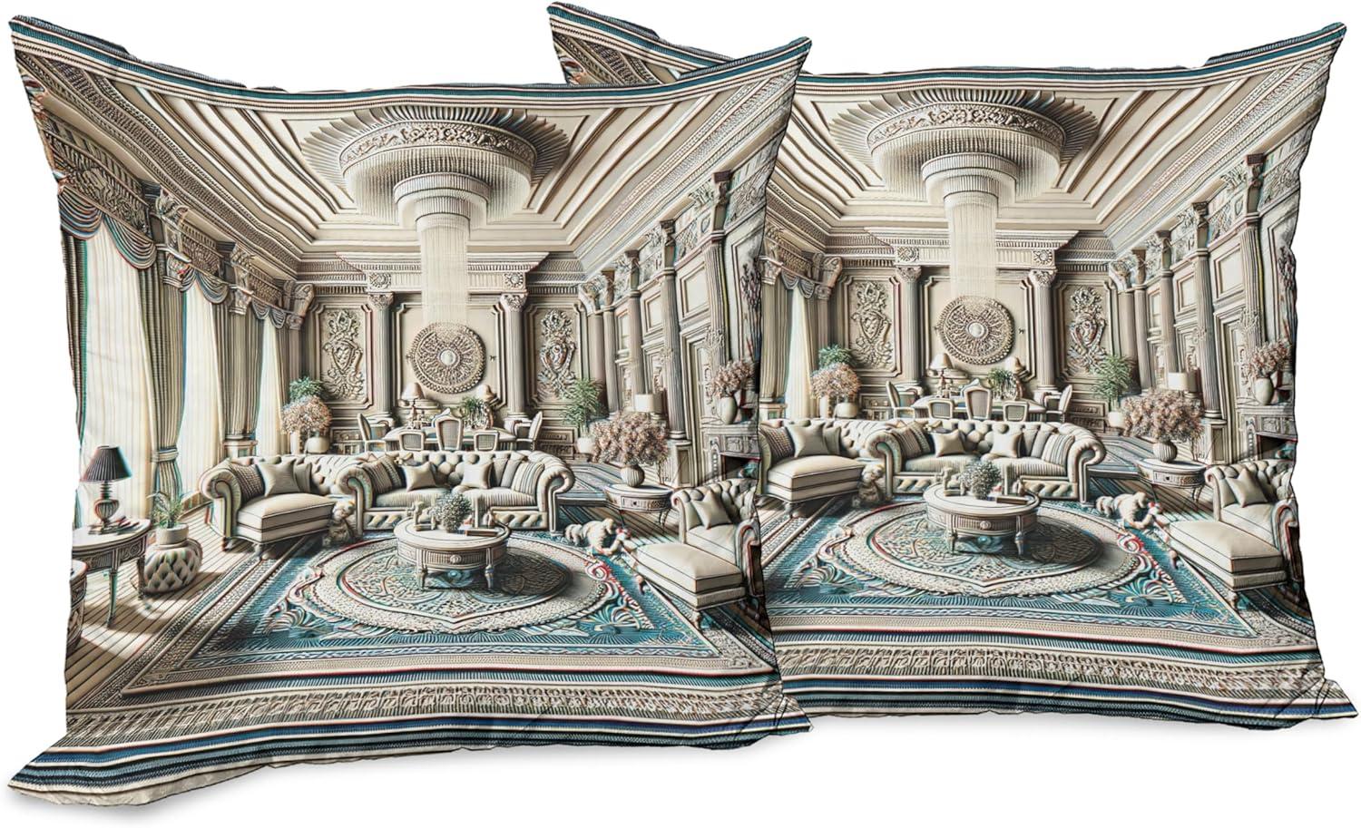 imageAmbesonne Classic Decorative Throw Pillow Case Pack of 2 Extravagant Hall with Oceanic and Neutral Color Details Room View Print Couch Bedroom Living Room Cushion Cover 18quot Coconut and Sea BlueCoconut and Sea Blue