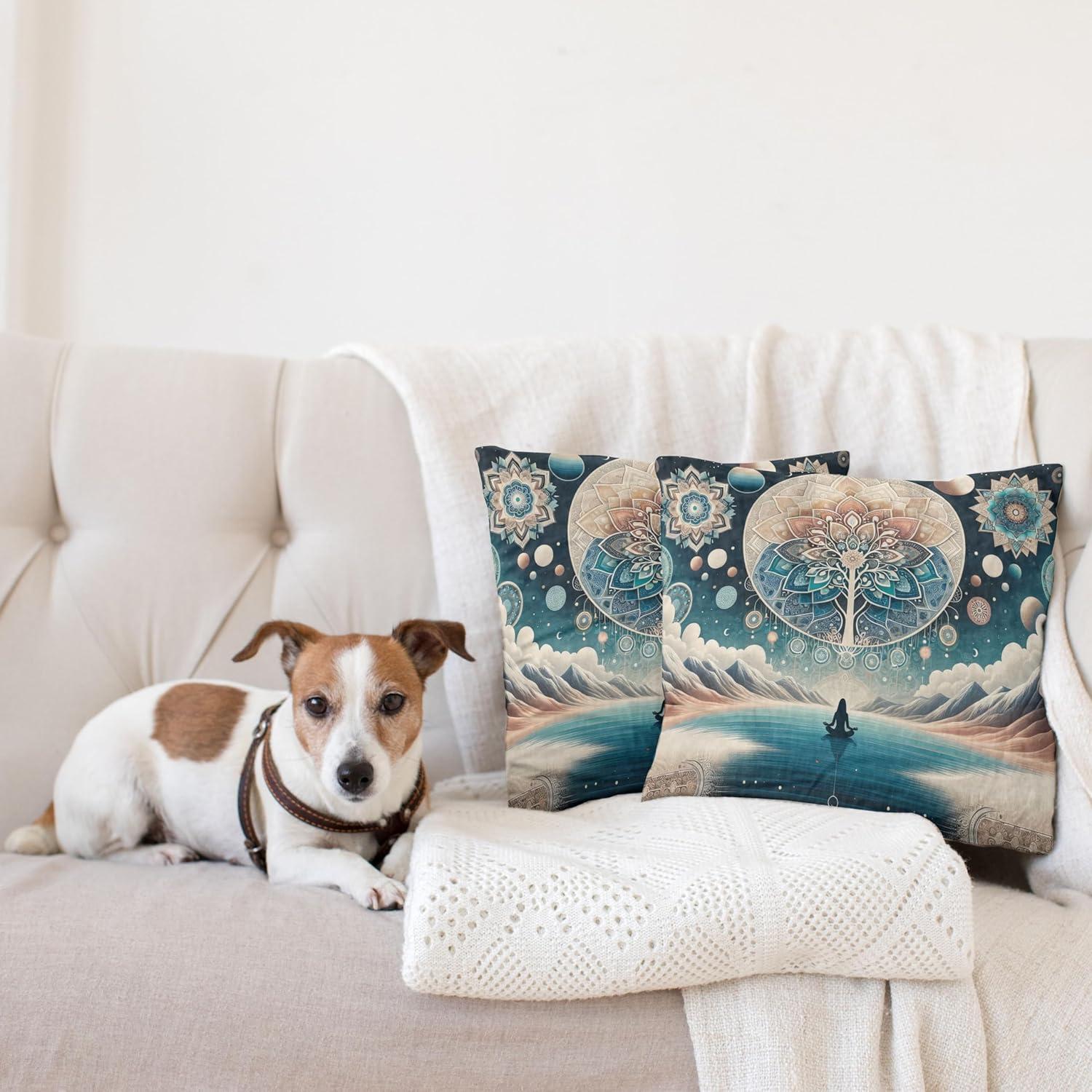 imageAmbesonne Classic Decorative Throw Pillow Case Pack of 2 Extravagant Hall with Oceanic and Neutral Color Details Room View Print Couch Bedroom Living Room Cushion Cover 18quot Coconut and Sea BlueDark Turquoise and Peach