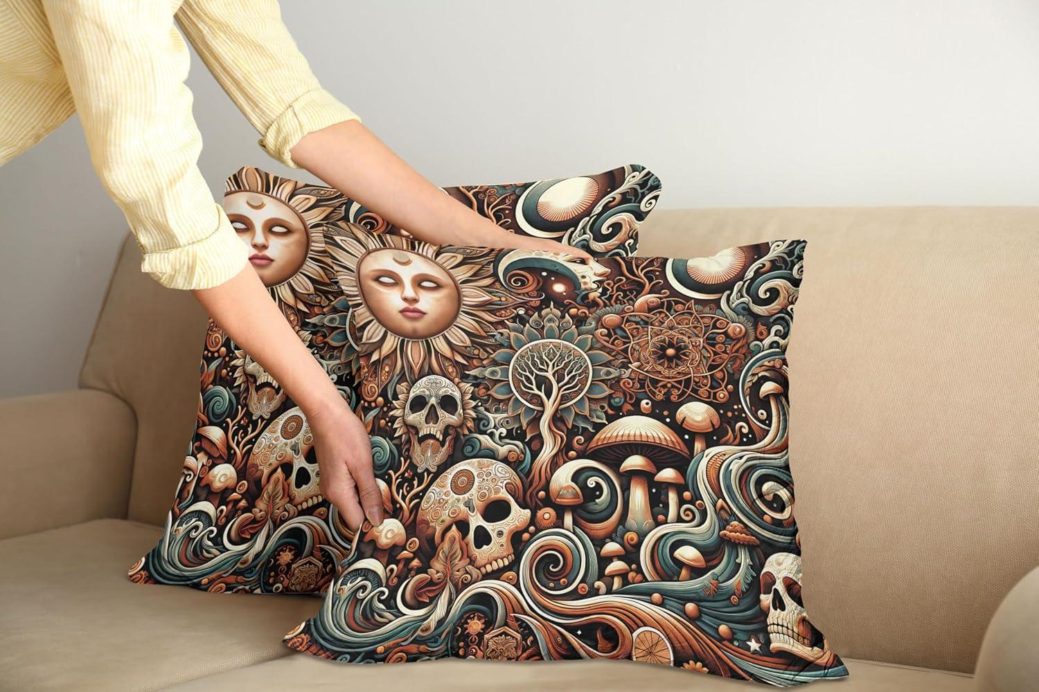imageAmbesonne Classic Decorative Throw Pillow Case Pack of 2 Extravagant Hall with Oceanic and Neutral Color Details Room View Print Couch Bedroom Living Room Cushion Cover 18quot Coconut and Sea BlueCream Paprika Cadet Blue