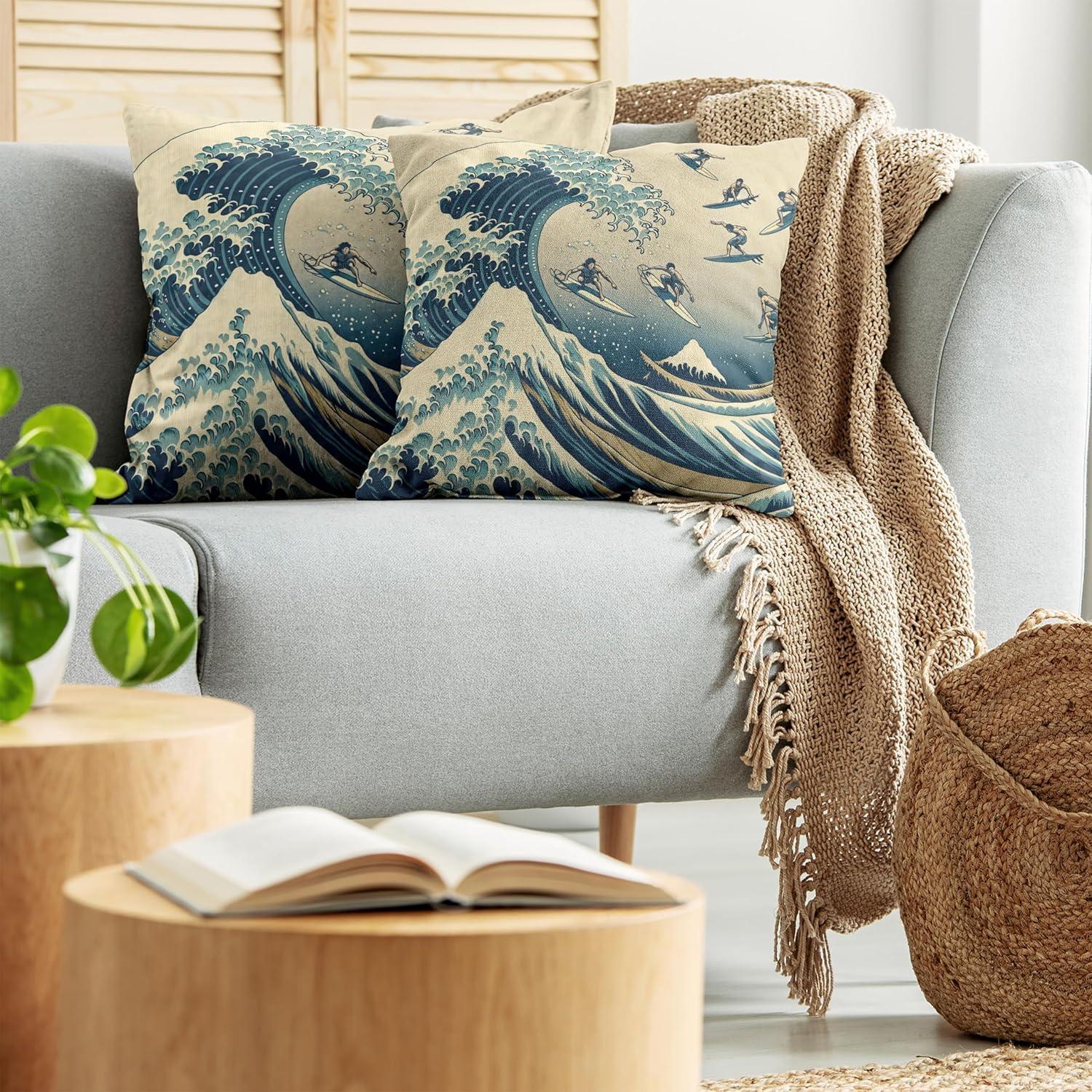 imageAmbesonne Classic Decorative Throw Pillow Case Pack of 2 Extravagant Hall with Oceanic and Neutral Color Details Room View Print Couch Bedroom Living Room Cushion Cover 18quot Coconut and Sea BlueNavy Blue Ivory Seafoam