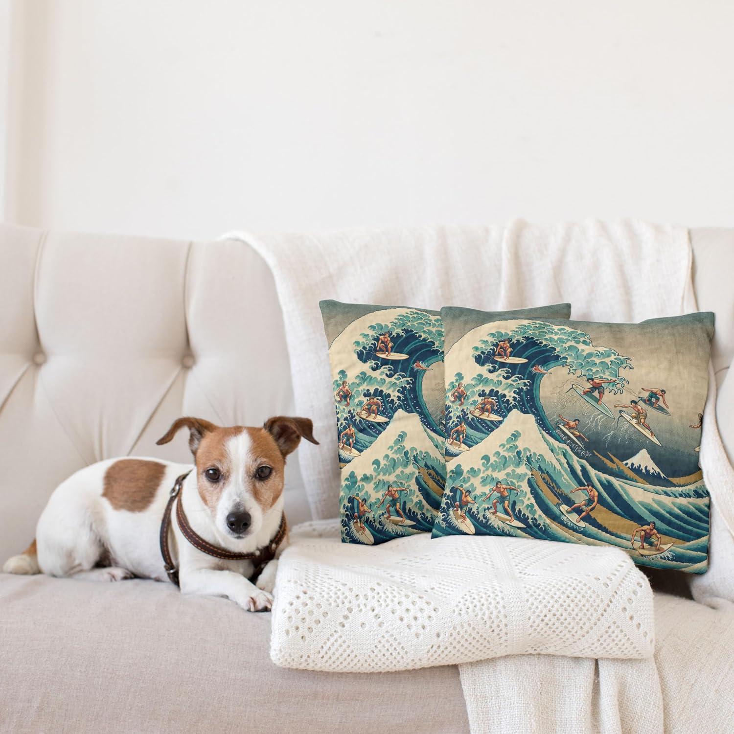 imageAmbesonne Classic Decorative Throw Pillow Case Pack of 2 Extravagant Hall with Oceanic and Neutral Color Details Room View Print Couch Bedroom Living Room Cushion Cover 18quot Coconut and Sea BlueSeafoam Blue Eggshell