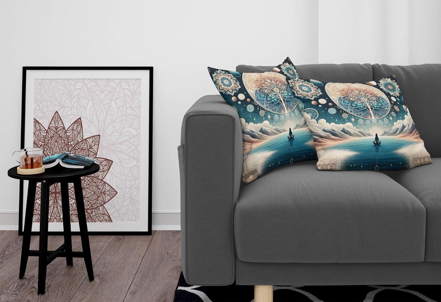 imageAmbesonne Classic Decorative Throw Pillow Case Pack of 2 Extravagant Hall with Oceanic and Neutral Color Details Room View Print Couch Bedroom Living Room Cushion Cover 18quot Coconut and Sea BlueDark Turquoise and Peach