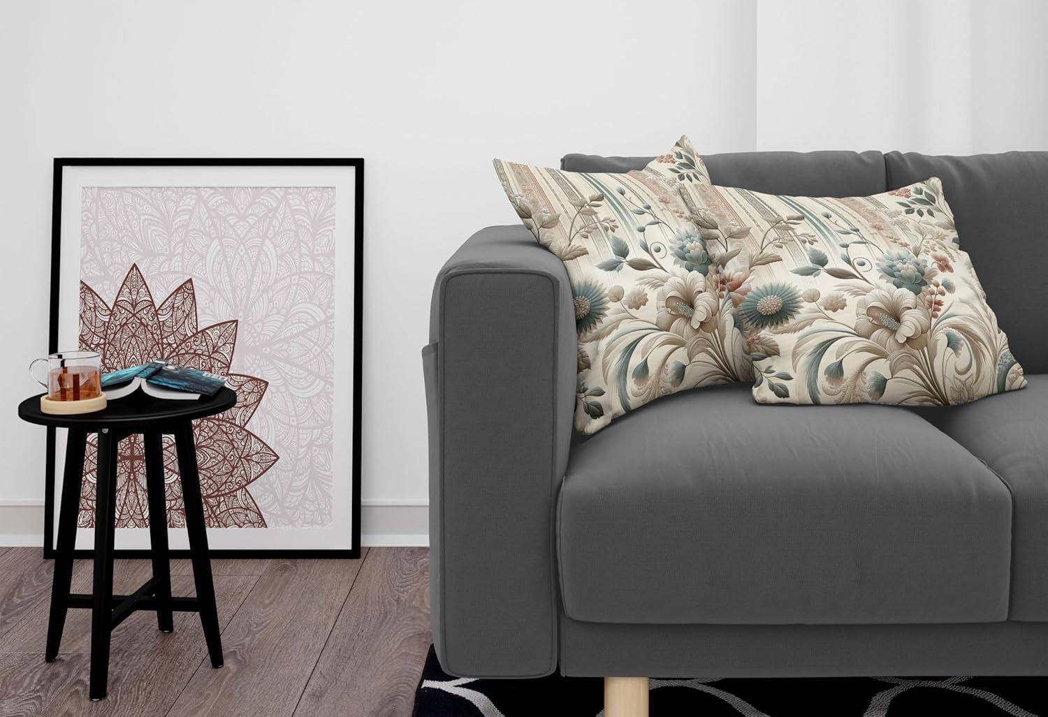 imageAmbesonne Classic Decorative Throw Pillow Case Pack of 2 Extravagant Hall with Oceanic and Neutral Color Details Room View Print Couch Bedroom Living Room Cushion Cover 18quot Coconut and Sea BlueEggshell Pale Slate Blue