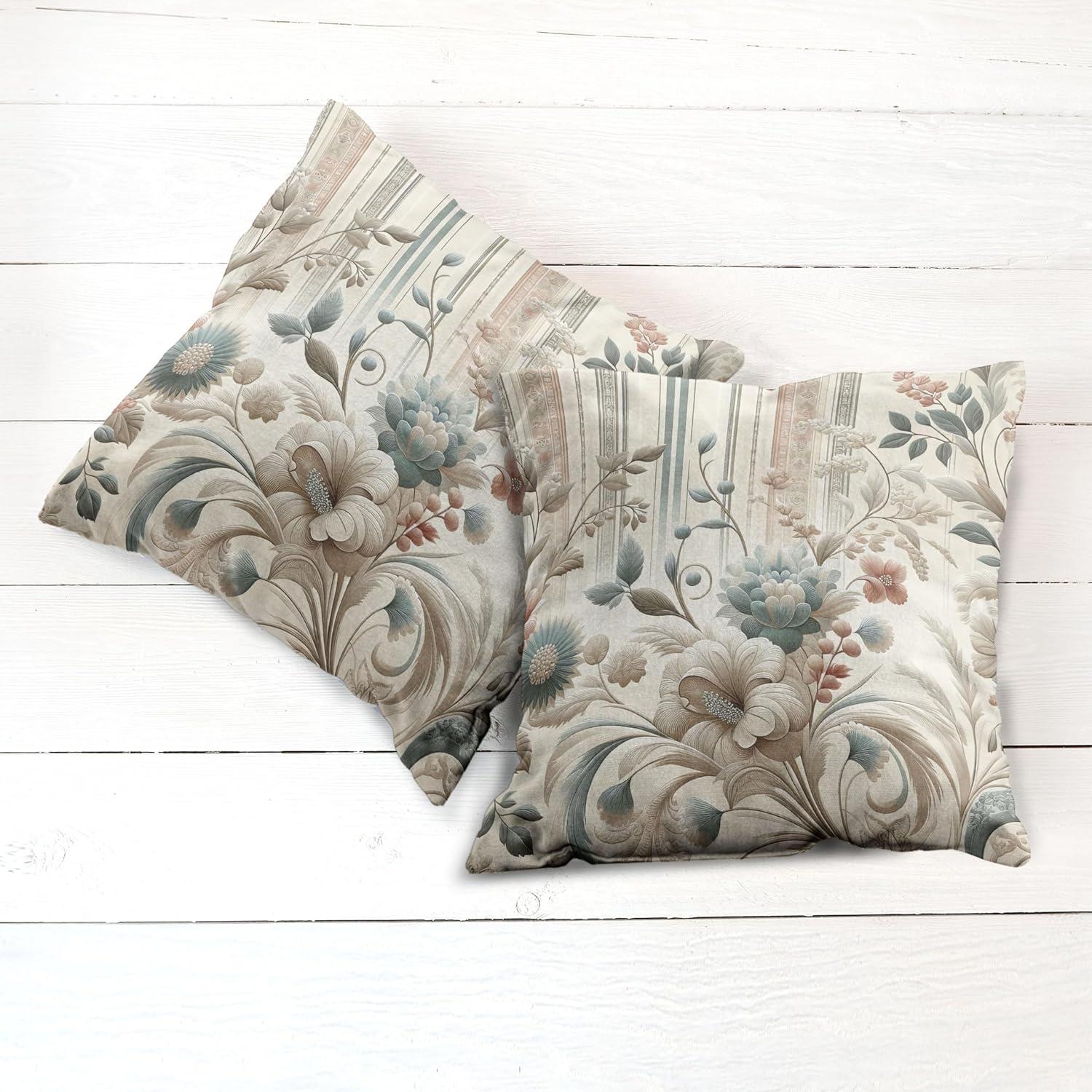 imageAmbesonne Classic Decorative Throw Pillow Case Pack of 2 Extravagant Hall with Oceanic and Neutral Color Details Room View Print Couch Bedroom Living Room Cushion Cover 18quot Coconut and Sea BlueEggshell Pale Slate Blue