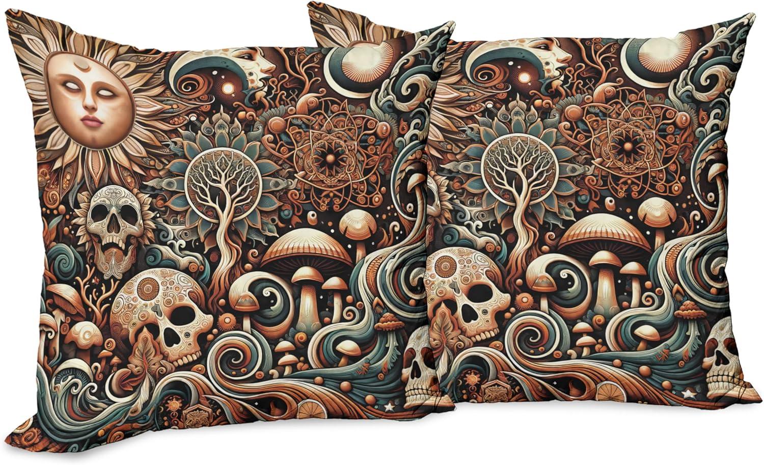 imageAmbesonne Classic Decorative Throw Pillow Case Pack of 2 Extravagant Hall with Oceanic and Neutral Color Details Room View Print Couch Bedroom Living Room Cushion Cover 18quot Coconut and Sea BlueCream Paprika Cadet Blue