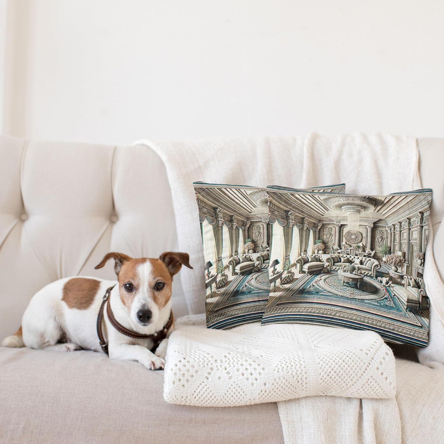 imageAmbesonne Classic Decorative Throw Pillow Case Pack of 2 Extravagant Hall with Oceanic and Neutral Color Details Room View Print Couch Bedroom Living Room Cushion Cover 18quot Coconut and Sea BlueCoconut and Sea Blue