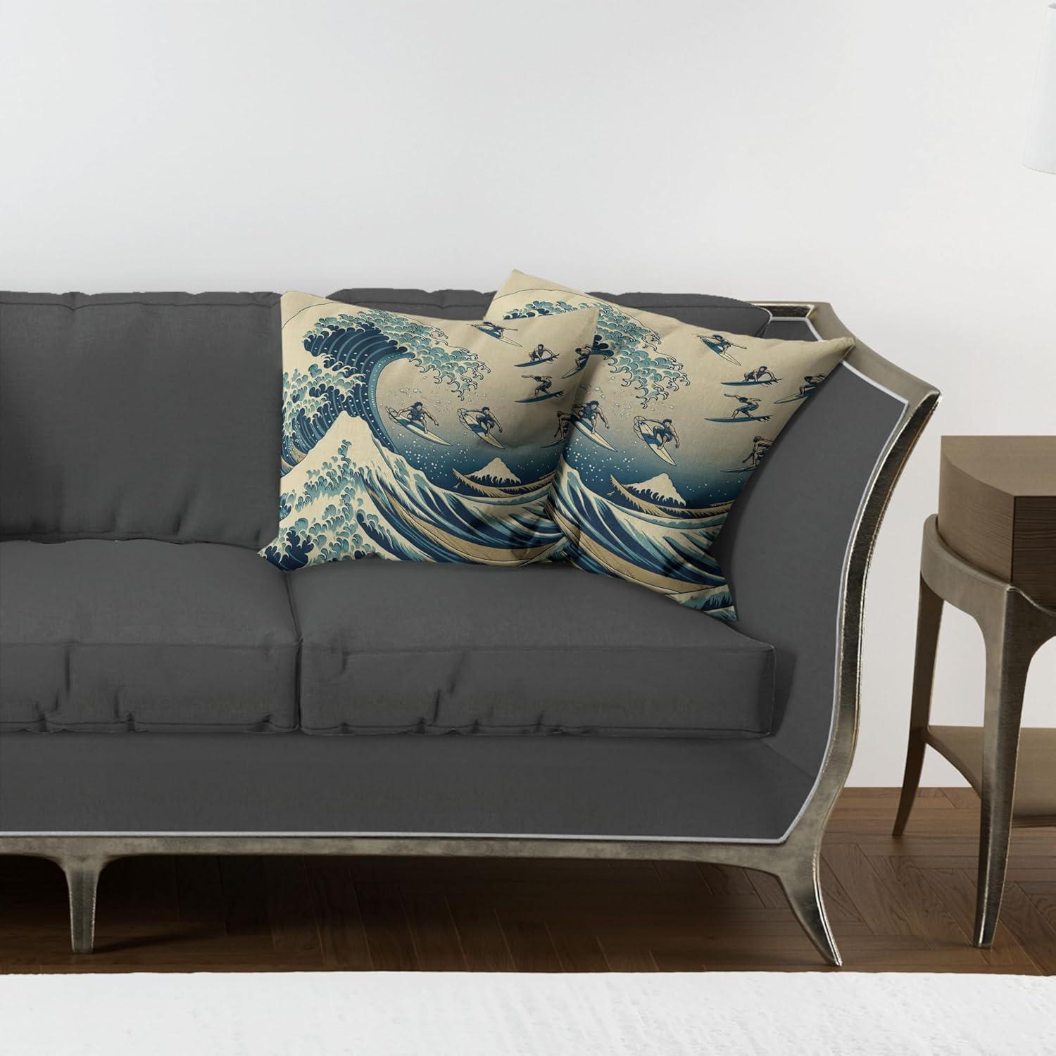 imageAmbesonne Classic Decorative Throw Pillow Case Pack of 2 Extravagant Hall with Oceanic and Neutral Color Details Room View Print Couch Bedroom Living Room Cushion Cover 18quot Coconut and Sea BlueNavy Blue Ivory Seafoam