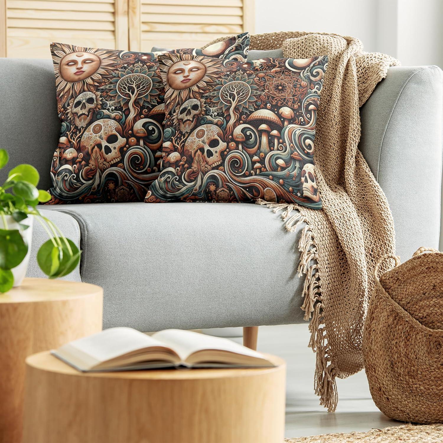 imageAmbesonne Classic Decorative Throw Pillow Case Pack of 2 Extravagant Hall with Oceanic and Neutral Color Details Room View Print Couch Bedroom Living Room Cushion Cover 18quot Coconut and Sea BlueCream Paprika Cadet Blue
