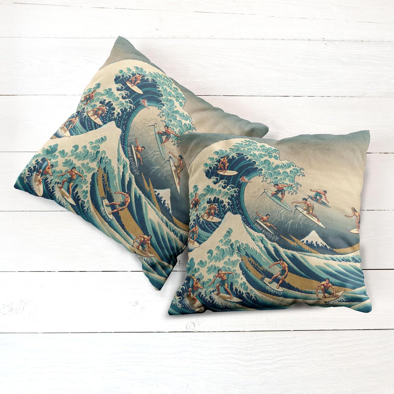 imageAmbesonne Classic Decorative Throw Pillow Case Pack of 2 Extravagant Hall with Oceanic and Neutral Color Details Room View Print Couch Bedroom Living Room Cushion Cover 18quot Coconut and Sea BlueSeafoam Blue Eggshell