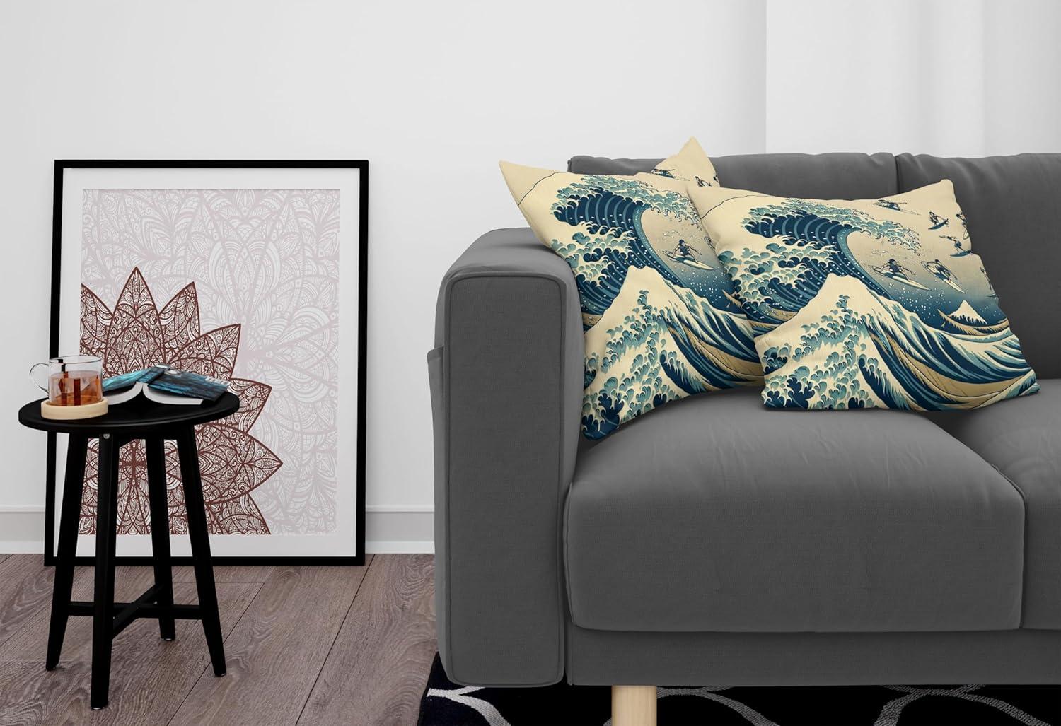 imageAmbesonne Classic Decorative Throw Pillow Case Pack of 2 Extravagant Hall with Oceanic and Neutral Color Details Room View Print Couch Bedroom Living Room Cushion Cover 18quot Coconut and Sea BlueNavy Blue Ivory Seafoam
