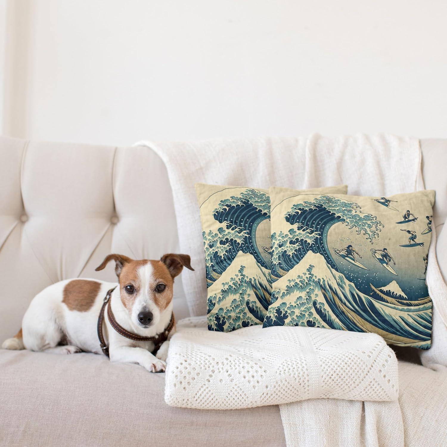 imageAmbesonne Classic Decorative Throw Pillow Case Pack of 2 Extravagant Hall with Oceanic and Neutral Color Details Room View Print Couch Bedroom Living Room Cushion Cover 18quot Coconut and Sea BlueNavy Blue Ivory Seafoam