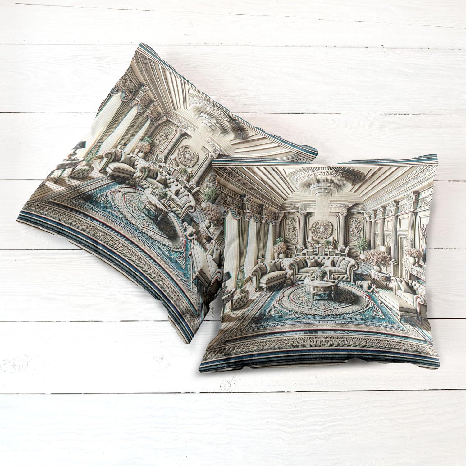 imageAmbesonne Classic Decorative Throw Pillow Case Pack of 2 Extravagant Hall with Oceanic and Neutral Color Details Room View Print Couch Bedroom Living Room Cushion Cover 18quot Coconut and Sea BlueCoconut and Sea Blue
