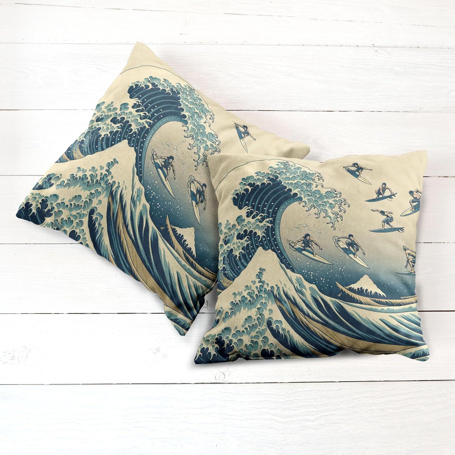 imageAmbesonne Classic Decorative Throw Pillow Case Pack of 2 Extravagant Hall with Oceanic and Neutral Color Details Room View Print Couch Bedroom Living Room Cushion Cover 18quot Coconut and Sea BlueNavy Blue Ivory Seafoam