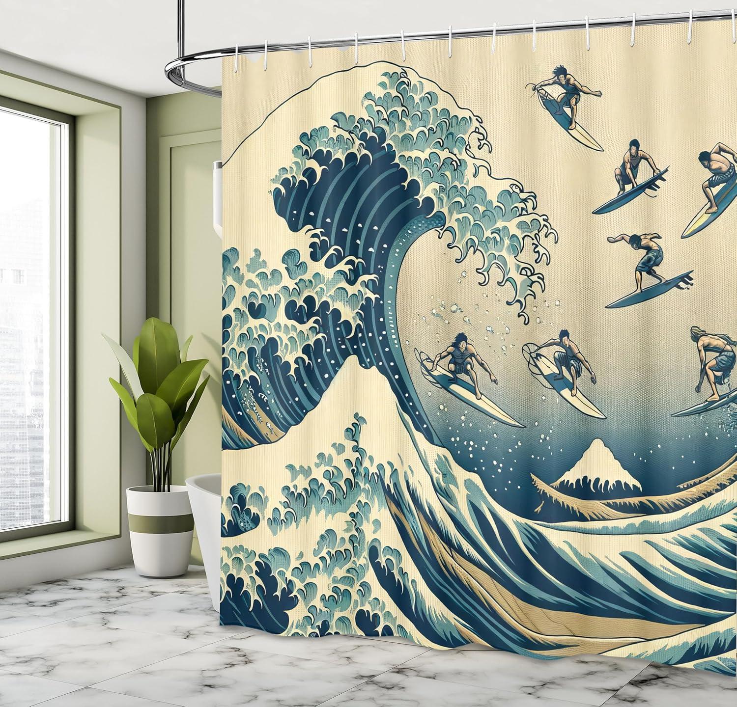 imageAmbesonne Classic Shower Curtain Hedonistic Pampered Room in Muted Tones Neutral Colors Rich Ornament Cloth Fabric Bathroom Decor Set with Hooks 69quot W x 84quot L Coconut and Off WhiteNavy Blue Ivory Seafoam