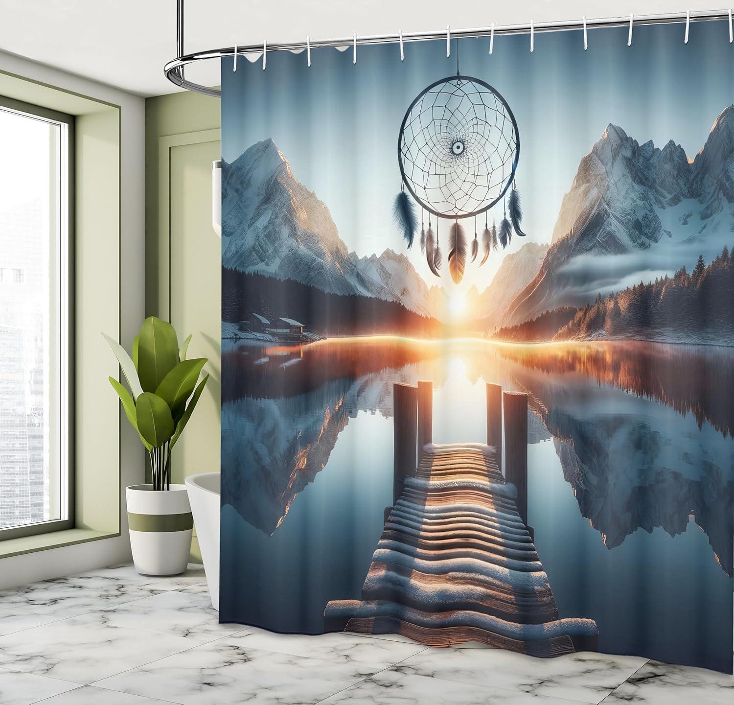 imageAmbesonne Classic Shower Curtain Hedonistic Pampered Room in Muted Tones Neutral Colors Rich Ornament Cloth Fabric Bathroom Decor Set with Hooks 69quot W x 84quot L Coconut and Off WhiteSlate Blue Orange
