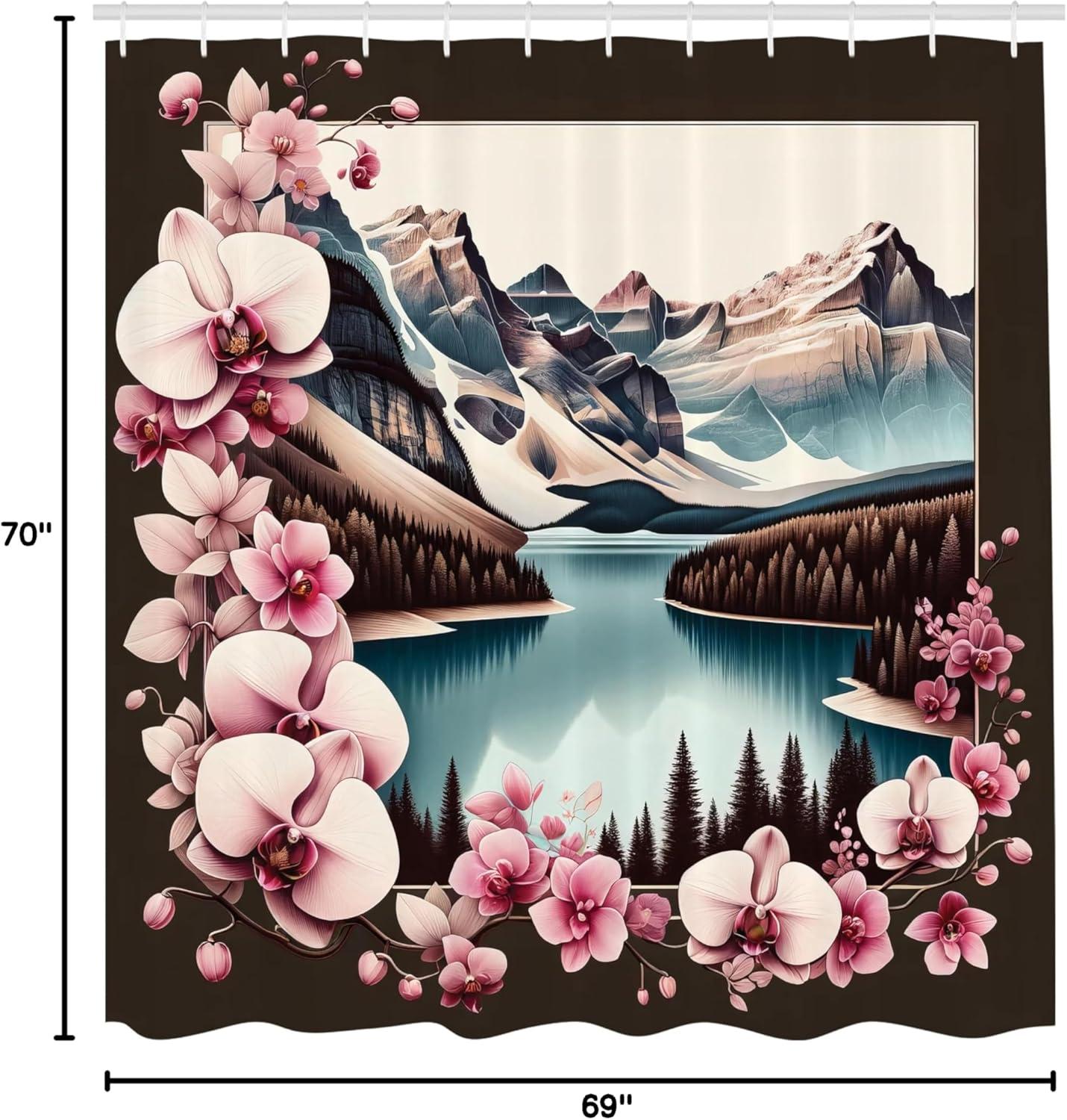 imageAmbesonne Classic Shower Curtain Hedonistic Pampered Room in Muted Tones Neutral Colors Rich Ornament Cloth Fabric Bathroom Decor Set with Hooks 69quot W x 84quot L Coconut and Off WhitePink Brown and Cadet Blue