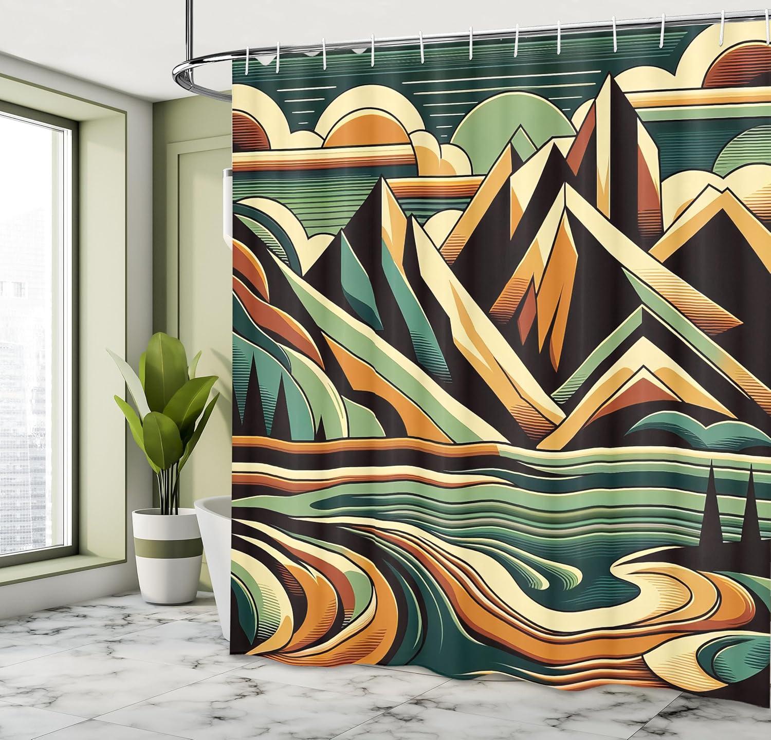 imageAmbesonne Classic Shower Curtain Hedonistic Pampered Room in Muted Tones Neutral Colors Rich Ornament Cloth Fabric Bathroom Decor Set with Hooks 69quot W x 84quot L Coconut and Off WhiteOrange Almond Green
