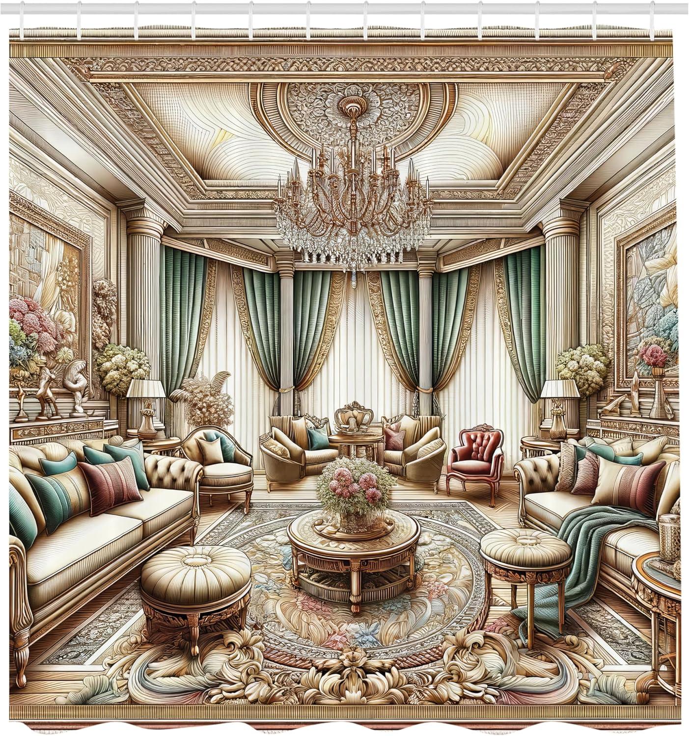 imageAmbesonne Classic Shower Curtain Hedonistic Pampered Room in Muted Tones Neutral Colors Rich Ornament Cloth Fabric Bathroom Decor Set with Hooks 69quot W x 84quot L Coconut and Off WhiteEcru Seafoam and Cocoa